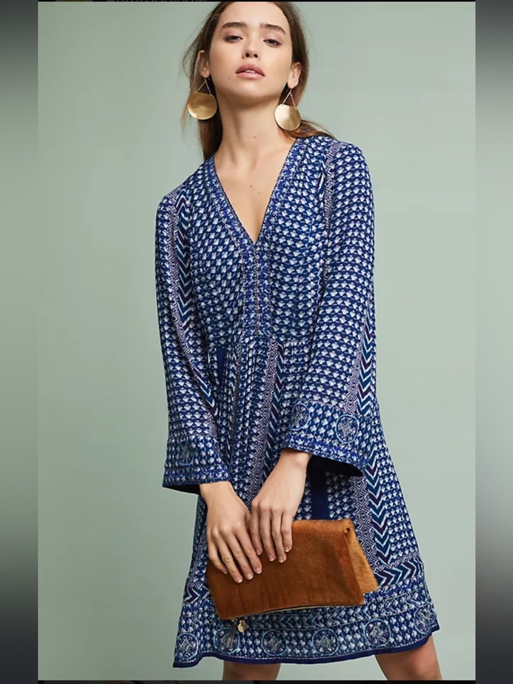 Anthropologie’s Akemi & Kin V-Neck Midi Dress with Long Sleeves